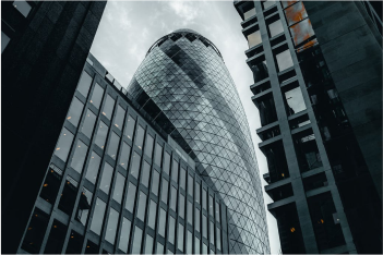Low-angle photograph of Gherkin building, London