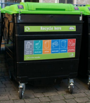 Making recycling work for people in flats: image of large recycling bins